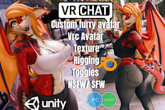 custom furry vrchat avatar PC and quest sfw fursona physbones furry 3d avatar