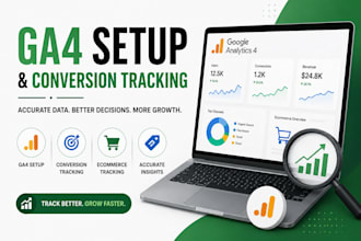 setup or fix google analytics 4, conversion and ecommerce tracking, ga4 setup