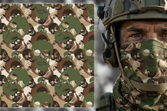 design custom seamless camouflage pattern for print