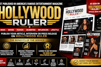 publish article or interview on top celebrity magazine