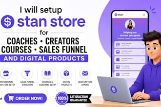 setup stan store for coaches creators courses sales funnel and digital products