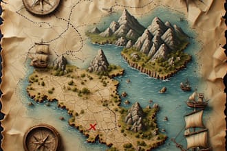 create a unique and detailed custom treasure map