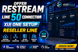 offer restream line, 50 connection, xui one setup, reseller line