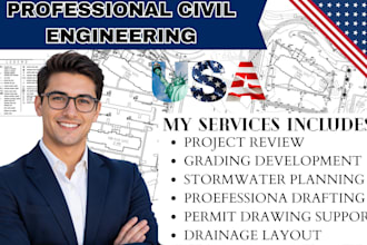 do civil engineering, stormwater flow drainage, grading plan, building drawings