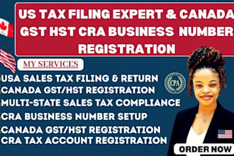 do USA sales tax filing canada gst hst cra busiiness number account registration