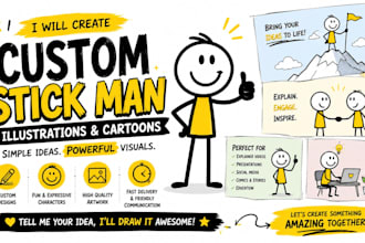 draw custom stick man illustrations and cartoon characters