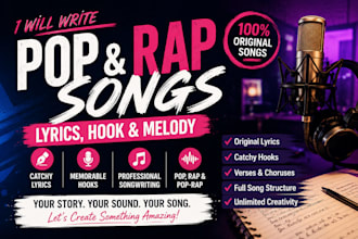 write a catchy pop rap song lyrics hook and melody for your music