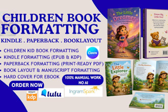 do children formatting, kindle formatting, kid book, book layout and paperback