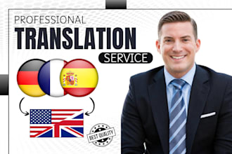 proofread translated book, translate in german, spanish, french to english