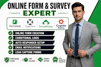 create online form cognito form, paperform, formstack, surveymonkey and surveys