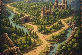 create a fantasy treasure map for games books and adventures