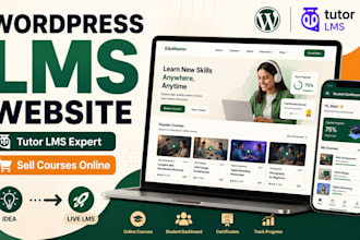 build wordpress lms website,elearning website, lms website, tutor lms, elementor