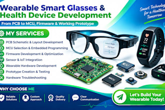 wearable smart glasses and health device development pcb mcu firmware prototype