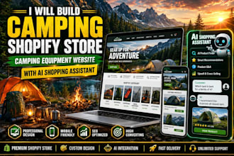 build camping shopify store camping equipment website with ai shopping assistant