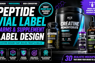 design peptide label vial label sarms supplement products label design 3d mockup