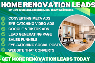 generate converting home renovation, remodeling leads via meta google ads, video