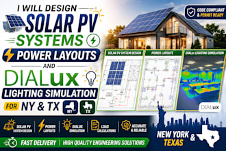 design solar pv systems power layouts and dialux lighting simulation for ny tx