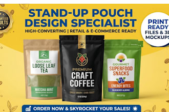 do premium pouch packaging design, stand up pouch, mylar bag, and label d