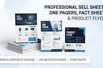 design a professional sell sheet, one pager, fact sheet and product flyer