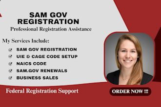 assist with sam gov registration, uei, cage code and sam renewal support