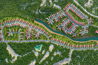 design modern residential masterplan township site plan housing estate rendering