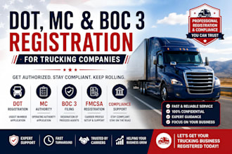 handle dot, mc and boc 3 registration for trucking companies