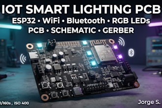design iot smart lighting pcb with esp32, wifi, bluetooth and rgb leds