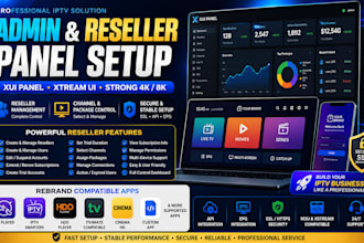 setup admin reseller strong8k, 4k, xui panel, xtreamui, rebrand app, mega, lion