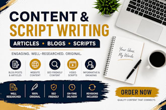 write engaging content and youtube video scripts
