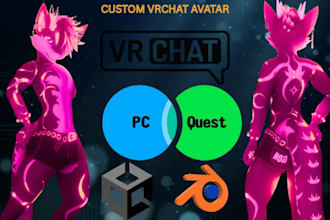design custom vrchat avatar furry vrc model nfsw vr character, vrm, vroid, vrc