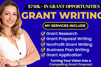 write grant proposal and applications for nonprofits and businesses