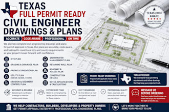 do texas full permit ready civil engineer drawing and plans