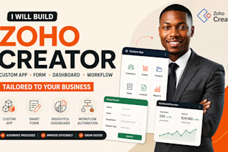 build custom zoho creator app, form, dashboard, and workflow