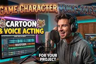 record voice of a game character cartoon character or voice acting for a game