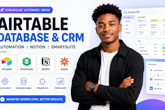 setup airtable database, CRM automation, notion and smartsuite