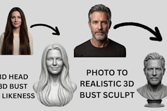 create a realistic 3d head bust from your photo for 3d printing