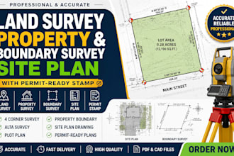 do land survey property and boundary survey and site plan with permit stamp