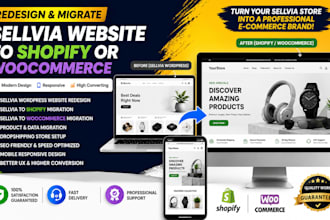 redesign sellvia wordpress website migrate sellvia store to shopify woocommerce