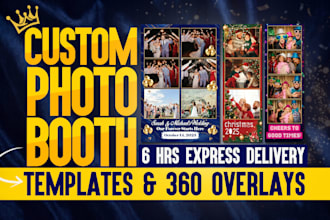 design custom photobooth templates, 360 overlays for birthday, party or events