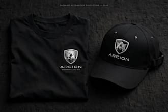 design modern automotive logo for t shirt and cap
