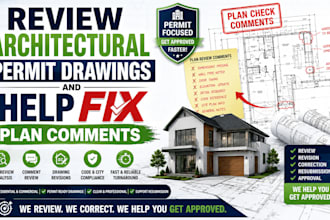 review architectural permit drawings and help fix plan comments