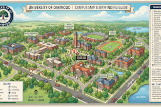 design a custom campus map, university map, or wayfinding map