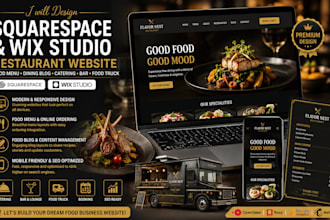 squarespace restaurant food menu dining blog wix studio catering bar website