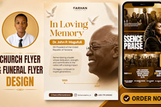 design church flyer, event flyer, funeral program memorial or obituary