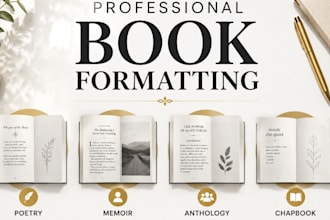 format poetry, chapbooks, memoirs, anthologies and self publishing books