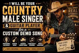 be your country male singer and guitar player for a custom or demo song
