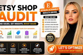 audit your etsy shop and etsy SEO to find ranking issues and improve listings