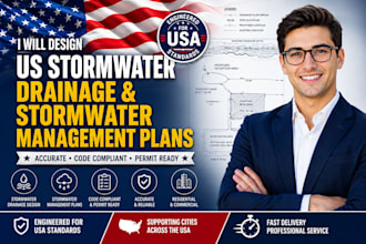 design US stormwater drainage and stormwater management plans