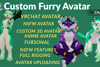 make a custom 3d furry vrchat avatar furry nsfw fursona anime model