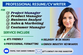 create an ats resume, linkedin profile for project manager